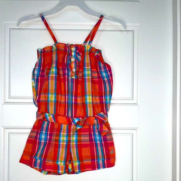 Girls Sz 4 Plaid‎ Nautica Romper - Picture 1 of 3